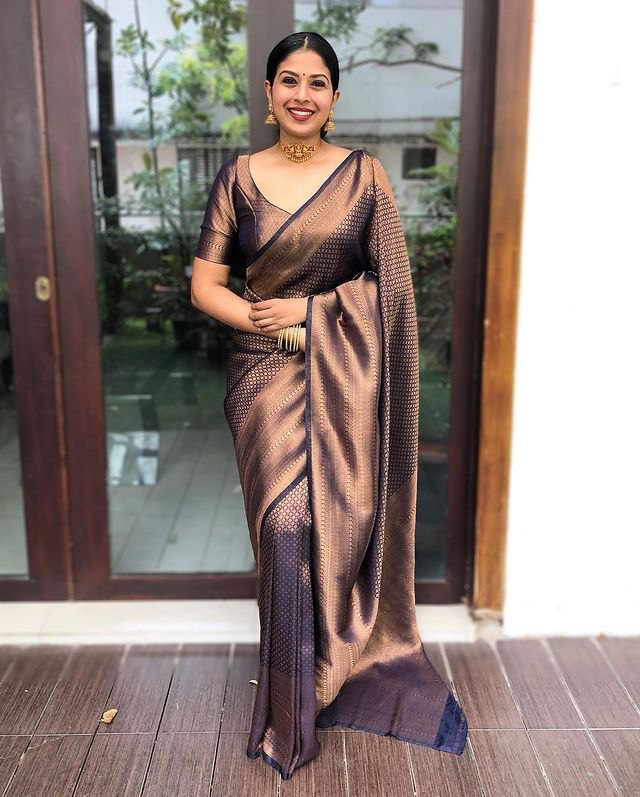 lichi soft silk jacquard waving work saree