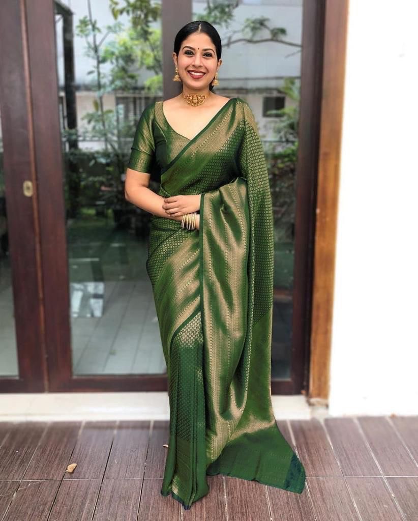green lichi soft silk saree