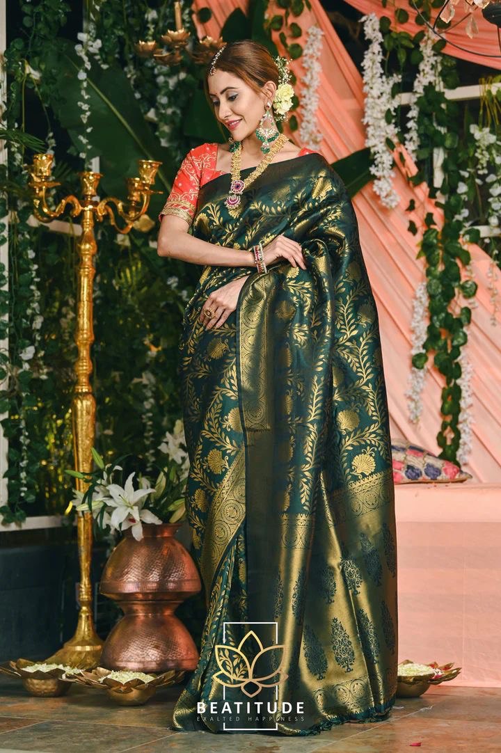 green silk saree