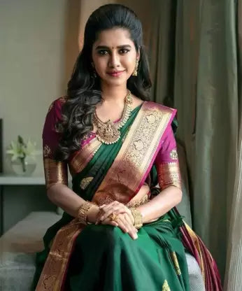 jacquard pattern kanjivaram soft silk saree for wedding