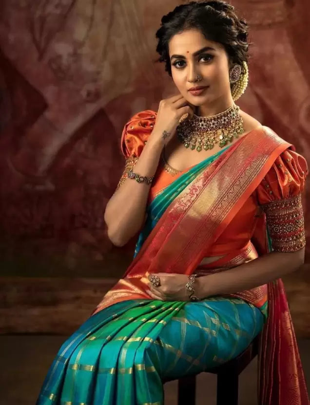 zari weaving lichi silk saree for wedding