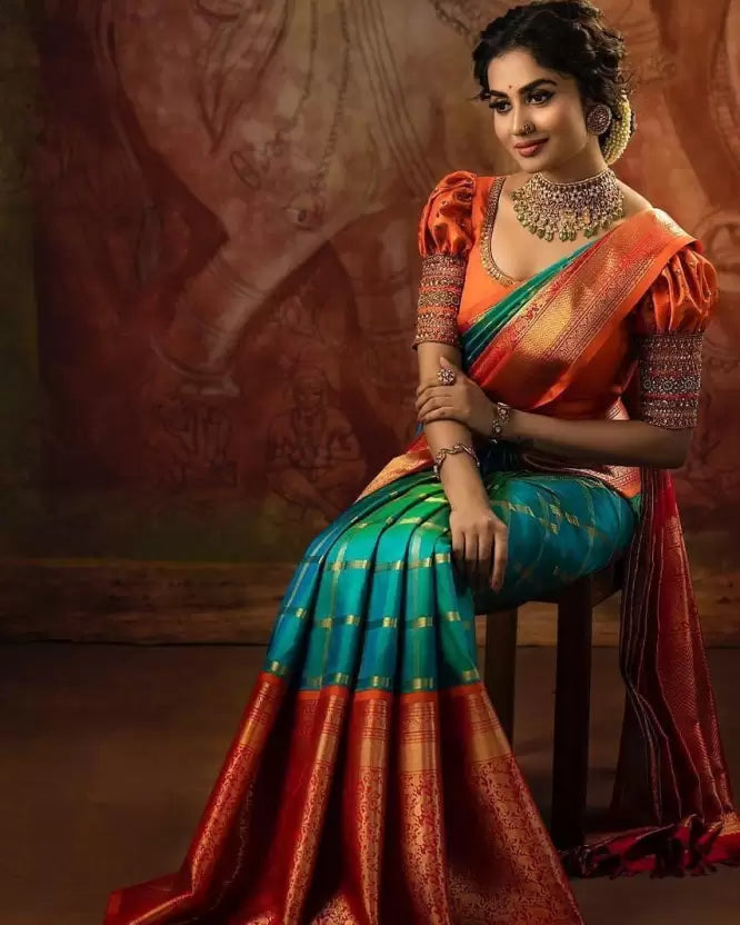 kanjivaram jacquard saree for women