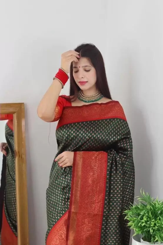 golden zari weaving saree for become