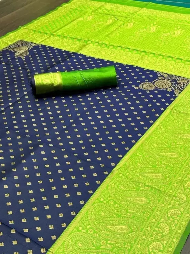 Woven Banarasi Jacquard Saree (Green)