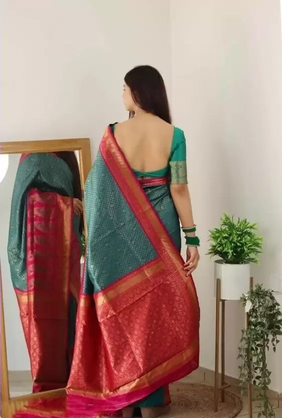 golden zari weaving saree for women