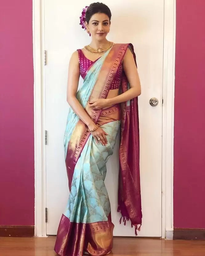 Luxe Mustard Melody: Banarasi Silk Blend Saree with Zari Weaving, Unveiling Timeless Beauty and Grace in Every Thread