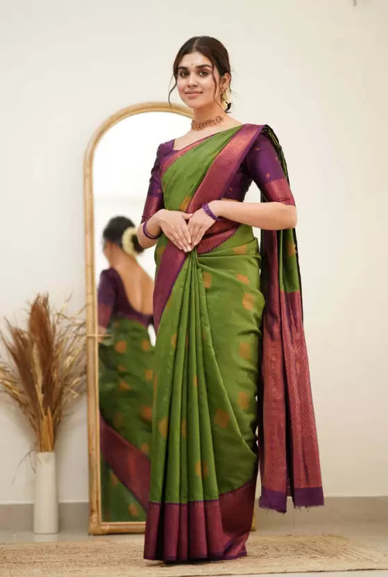light green floral design kanjivaram jacquard saree