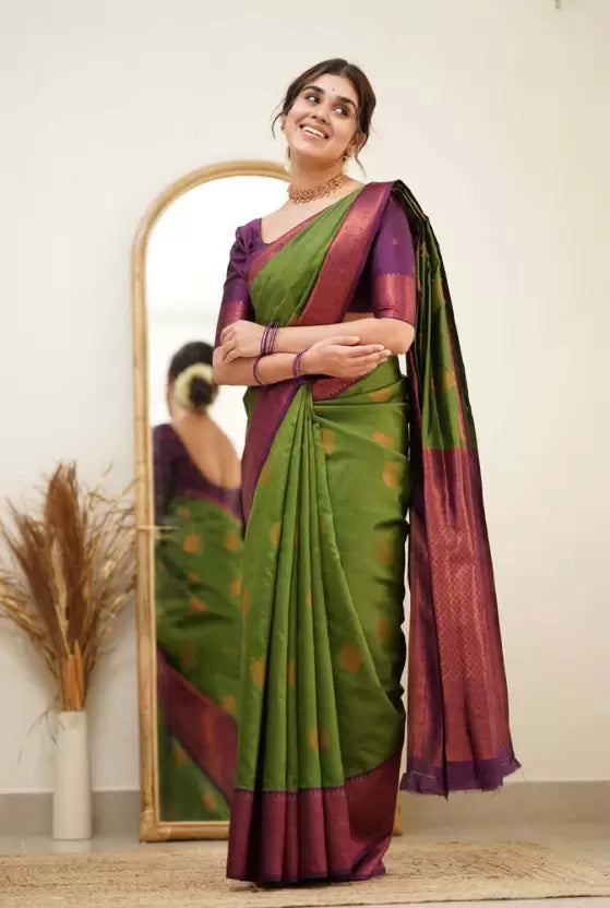 light green floral design kanjivaram saree