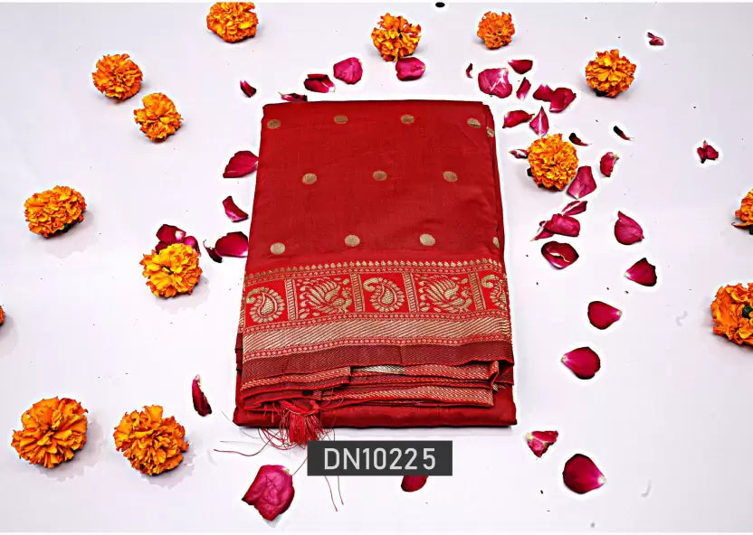 Woven Banarasi Jacquard Saree (Red)