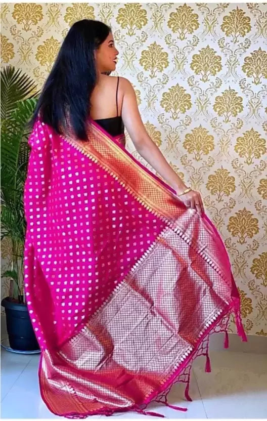 violet zari woven soft silk saree