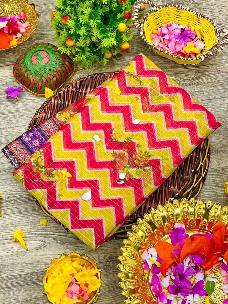 organza chex design saree