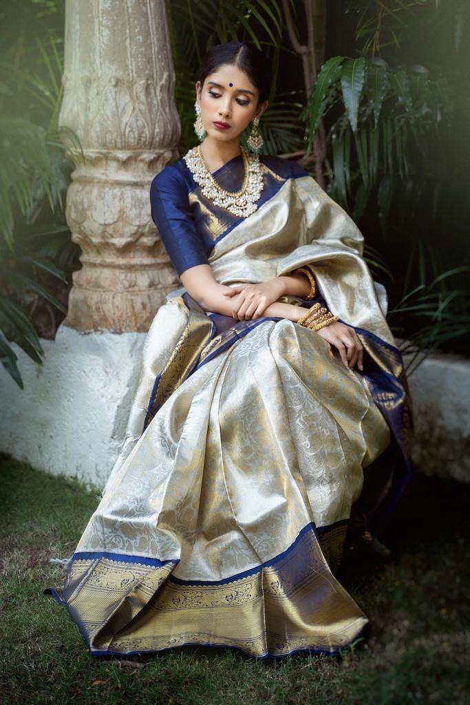 golden zari saree