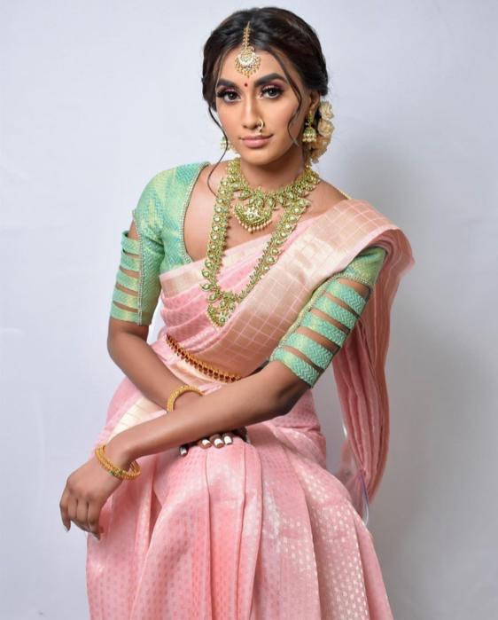 light pink soft silk saree