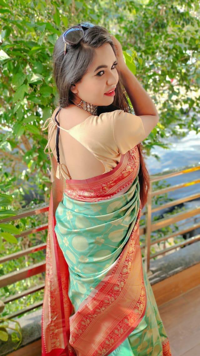 green soft silk jacquard saree for women