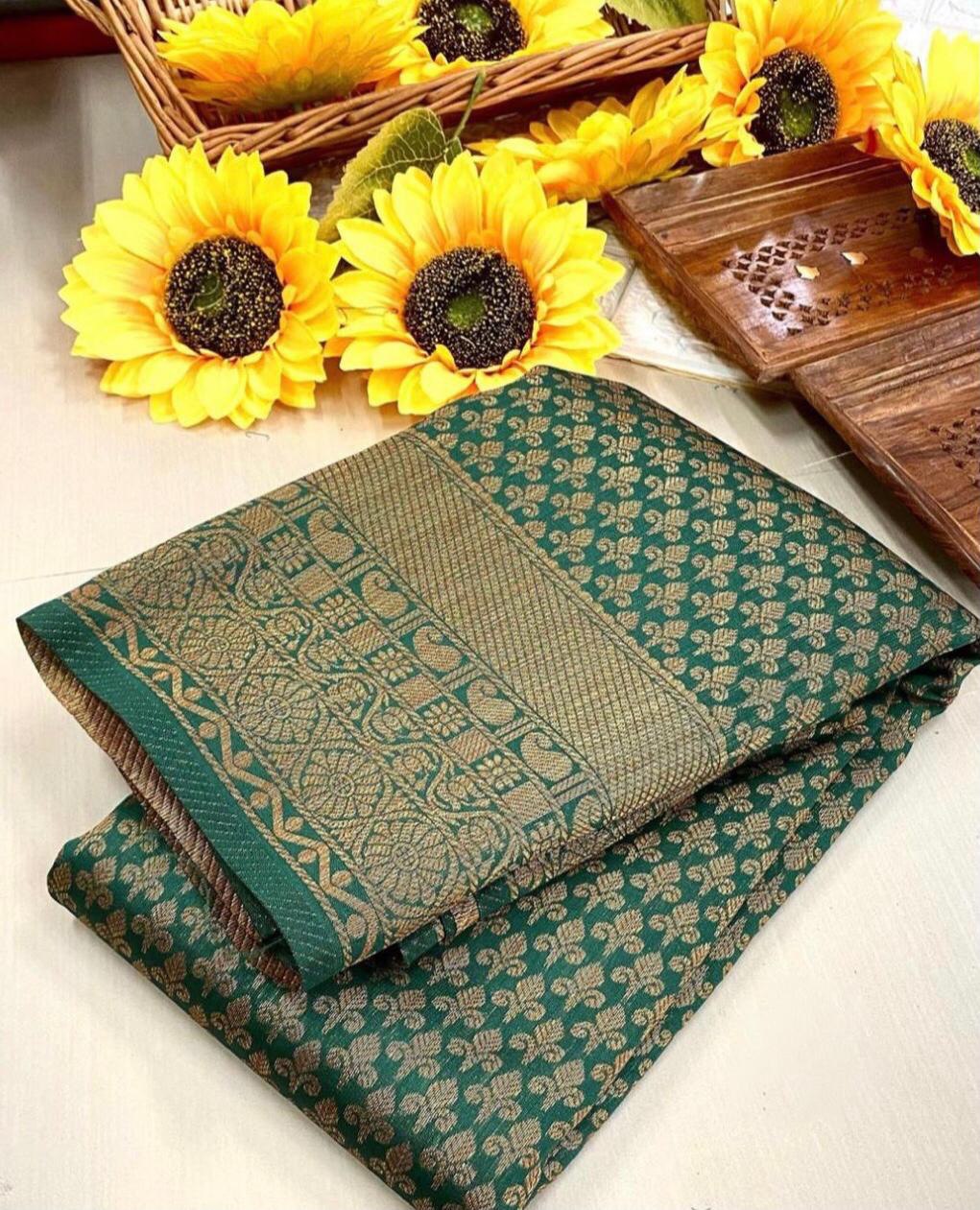green designer silk saree