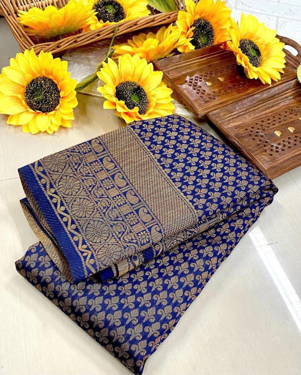 blue silk saree for women
