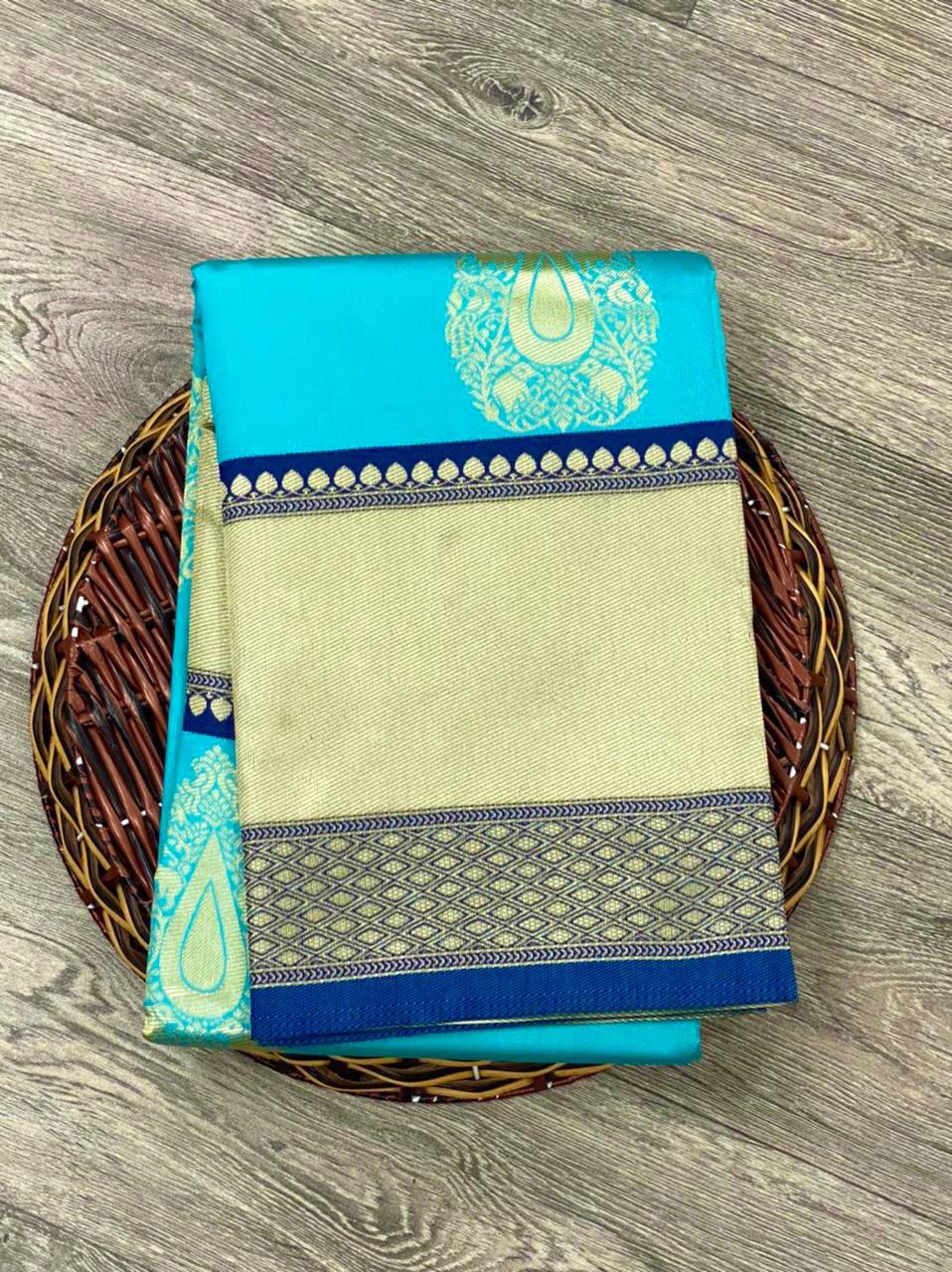 sky blue kanjivaram silk saree