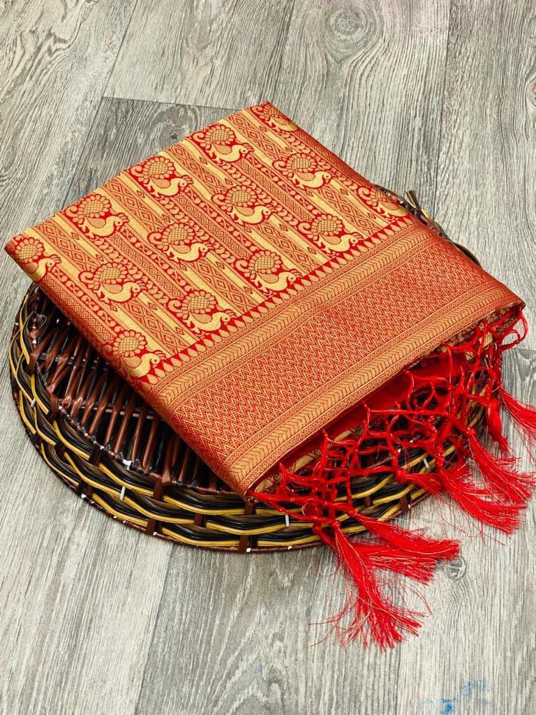pure silk saree with tassels