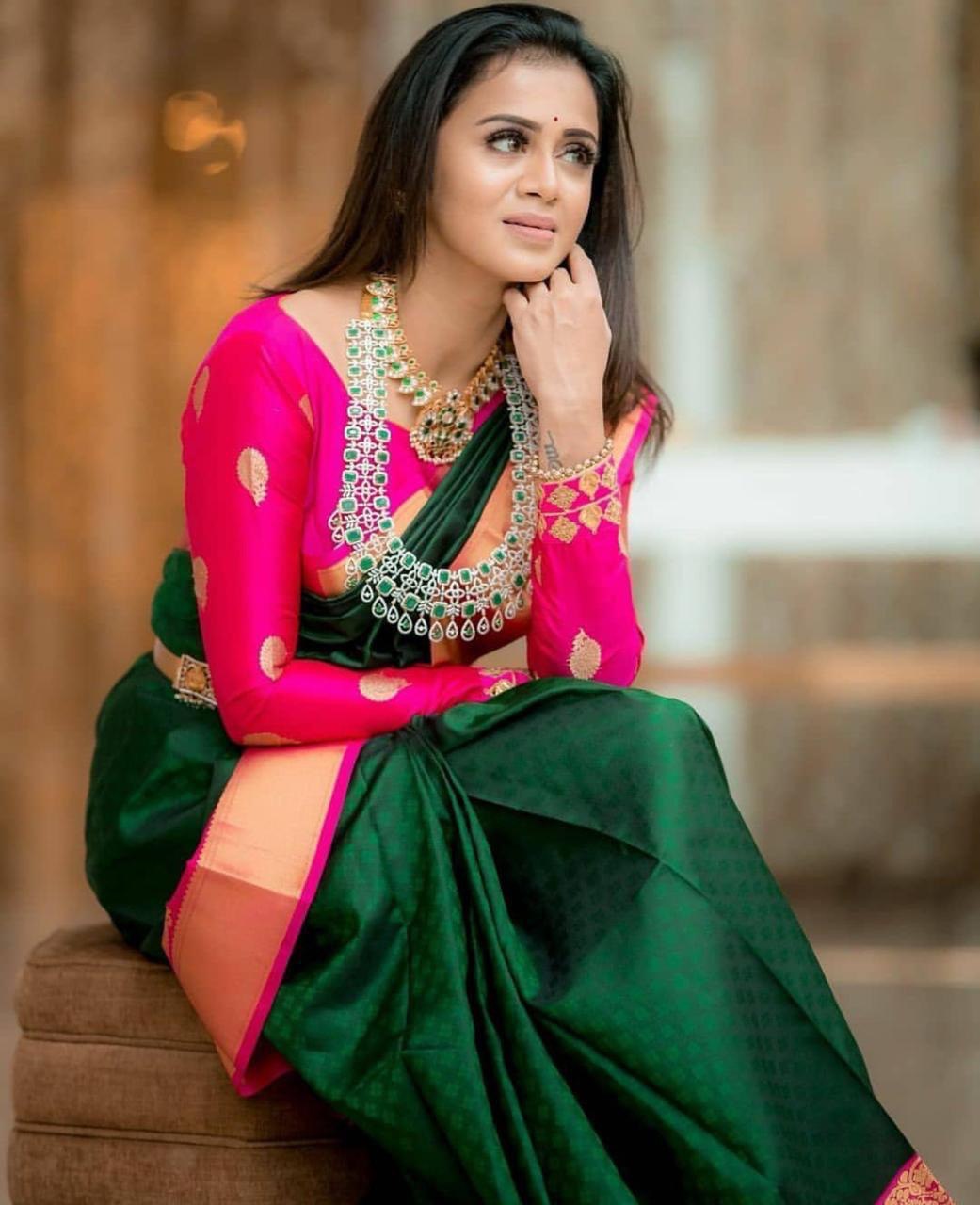 jacquard border silk saree for women