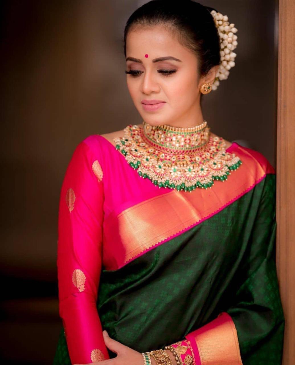 lichi silk saree with jacquard border