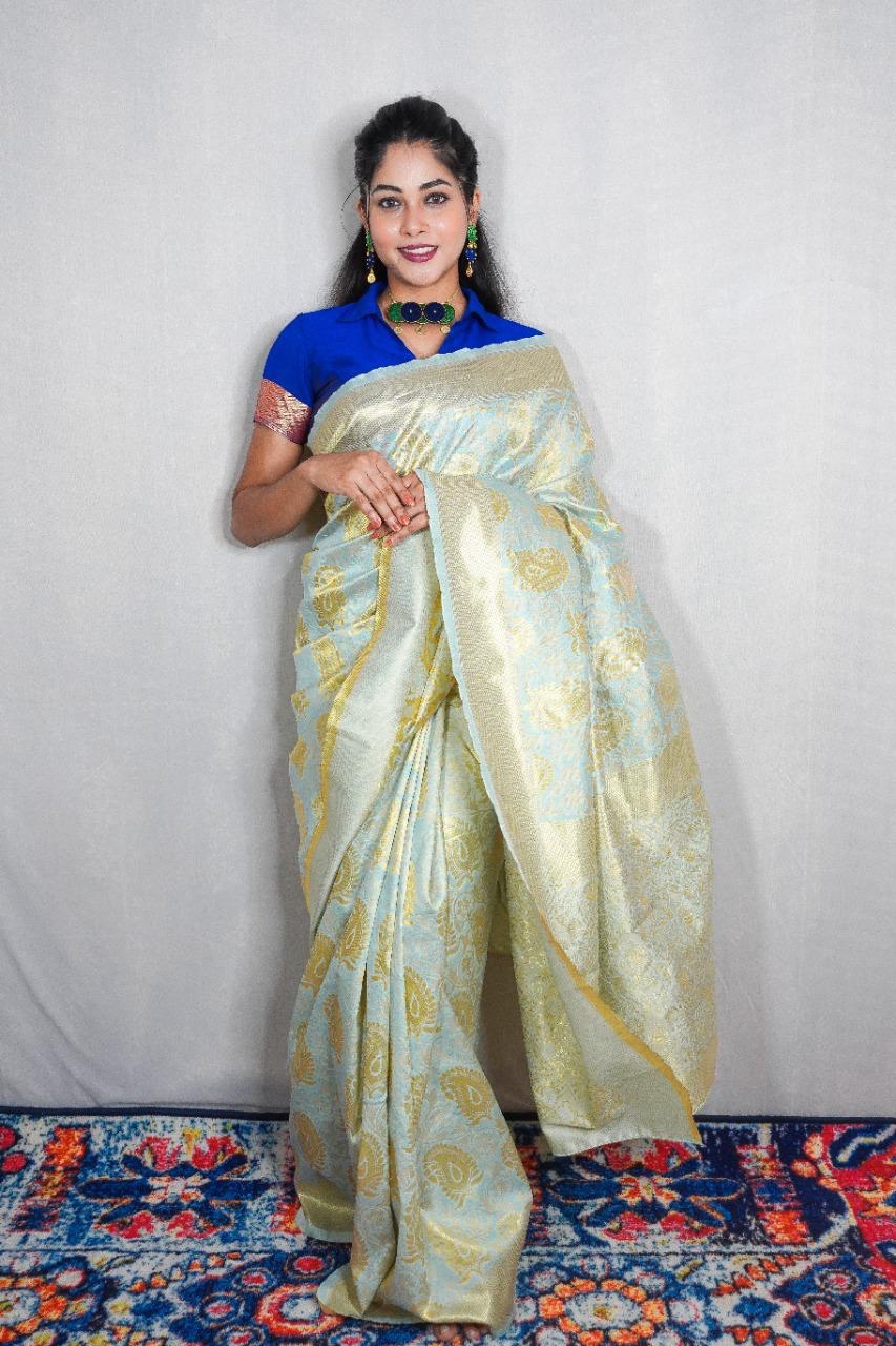 special edition golden zari weaving silk saree