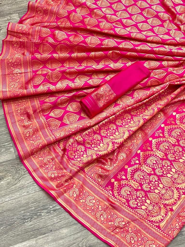 wedding saree with zari weaving work