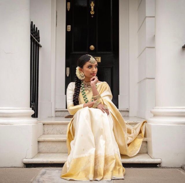 golden border silk saree
