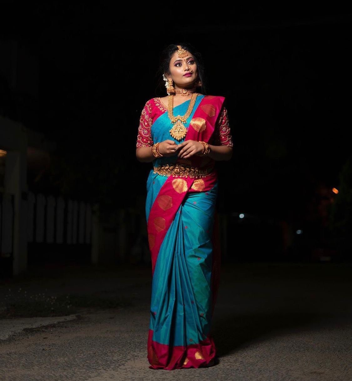 Breezy Sky Blue Banarasi Pure Silk Saree with Embroidered Blouse
