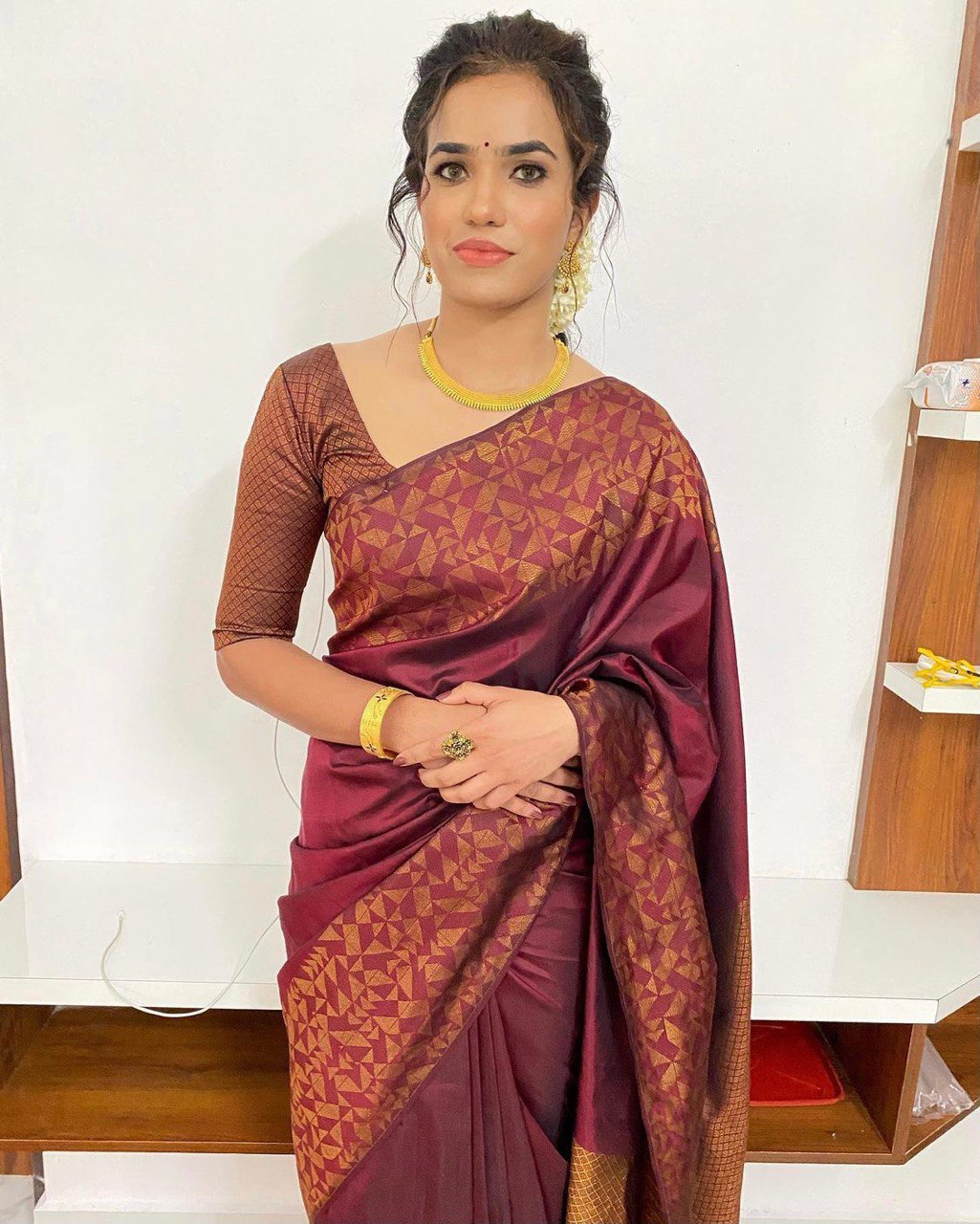 maroon beautiful design kanchipuram soft silk saree