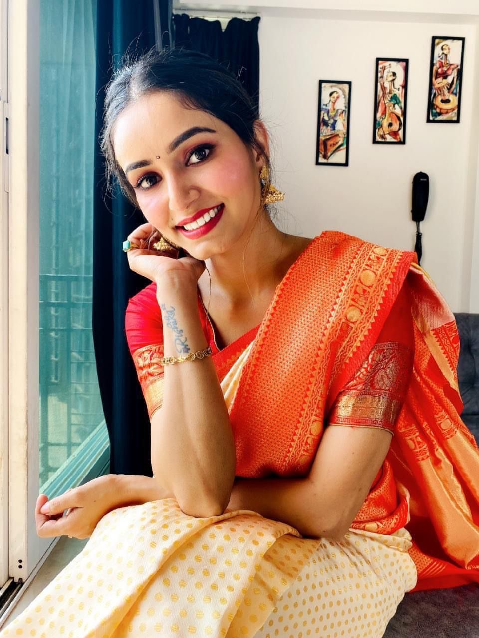 cream soft silk saree