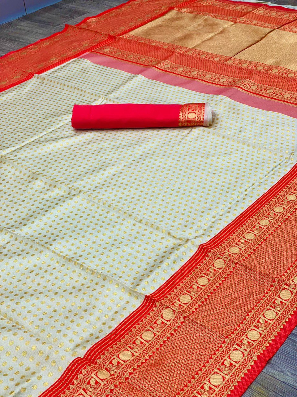 cream color soft silk saree for wedding