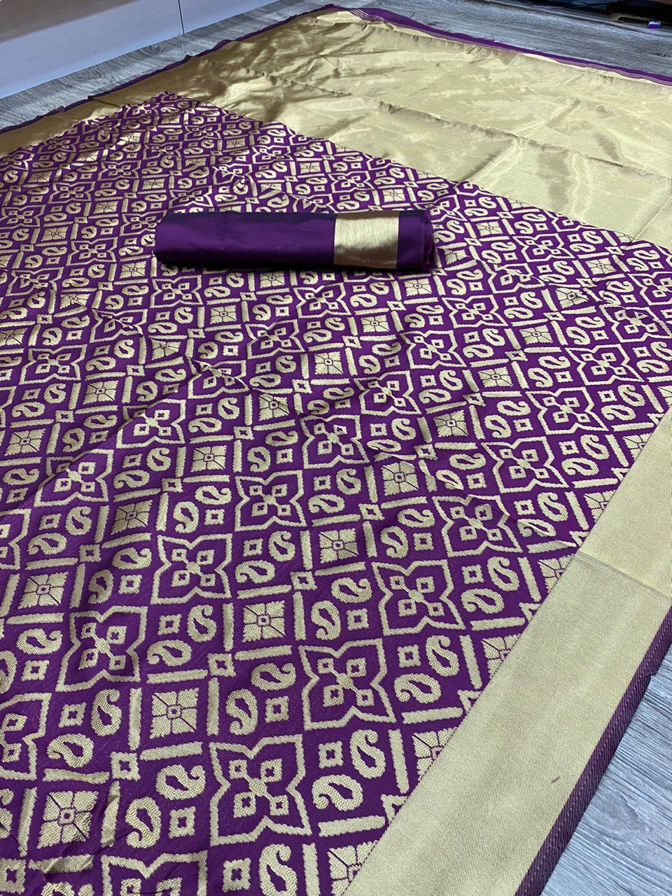 purple silk kanchipuram banarasi silk saree