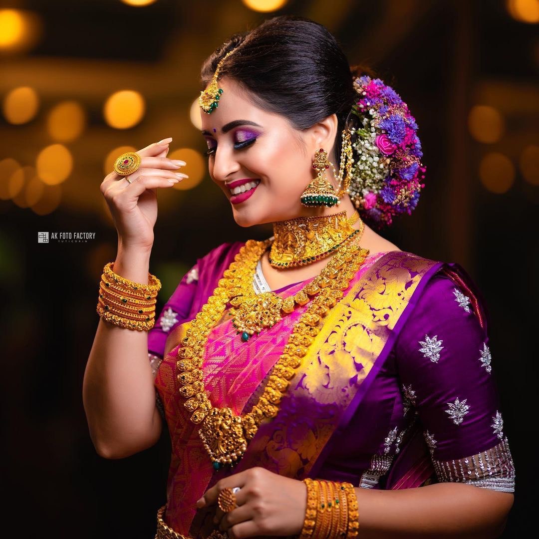 purple pure silk blend saree