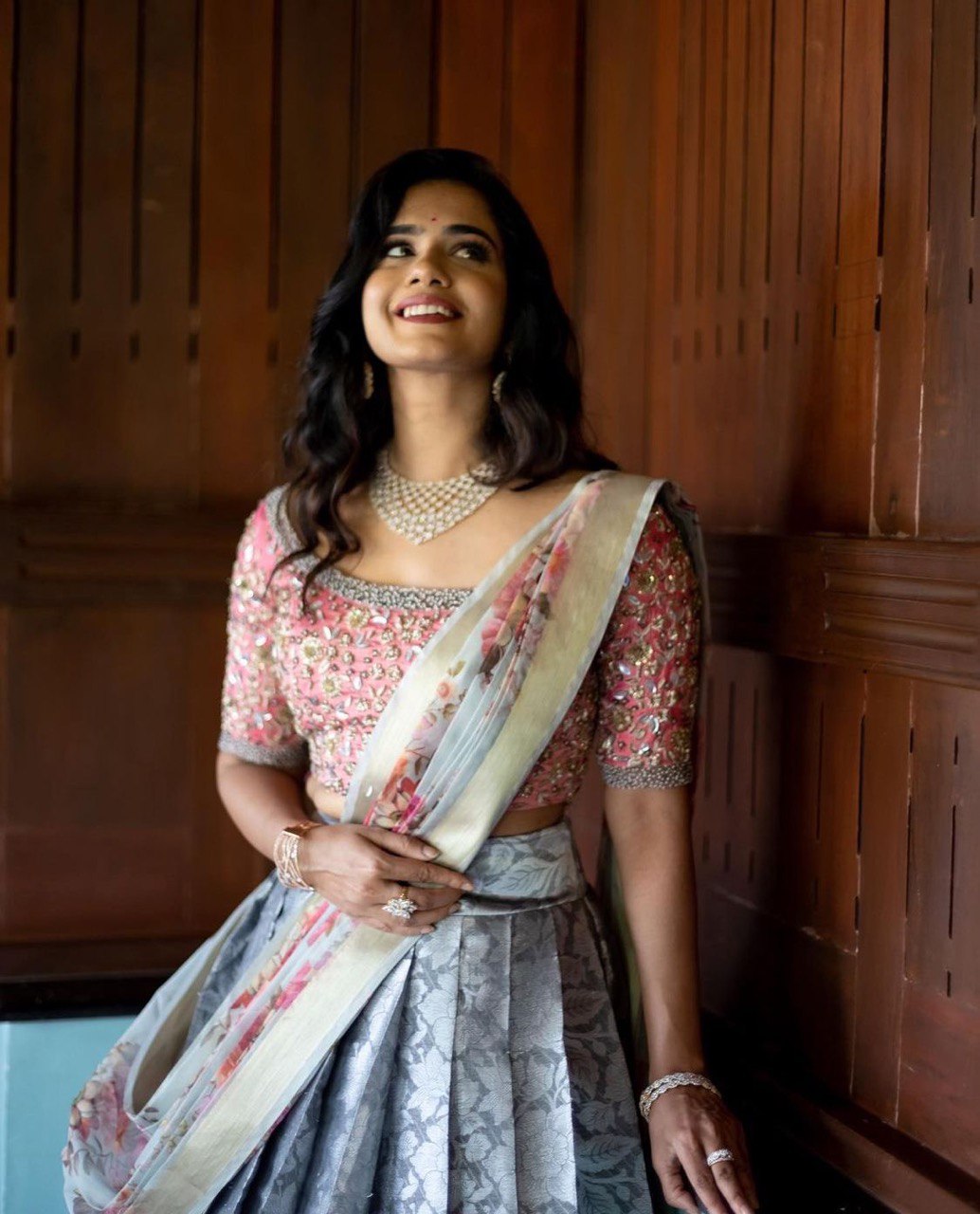 Trending Kanjivaram Pure Silk Half Saree & blouse along with Dupatta