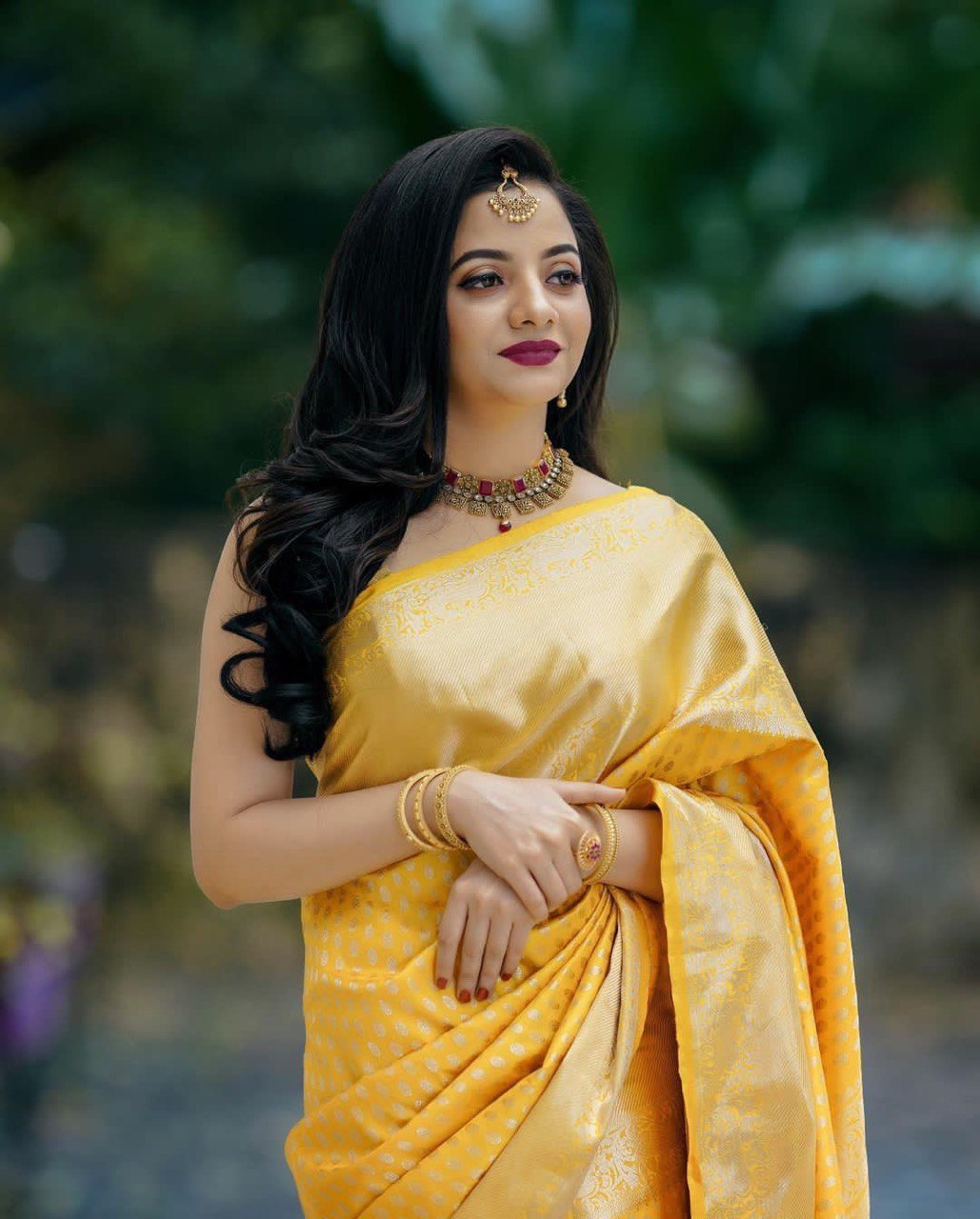 yellow haldi soft silk saree for women