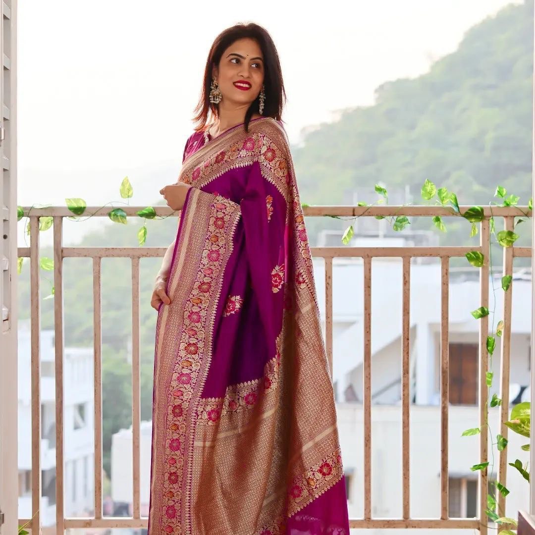 wedding saree in wine color