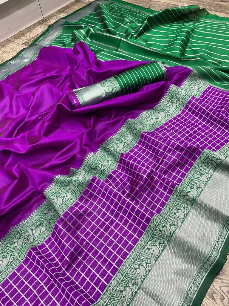 purple soft silk saree