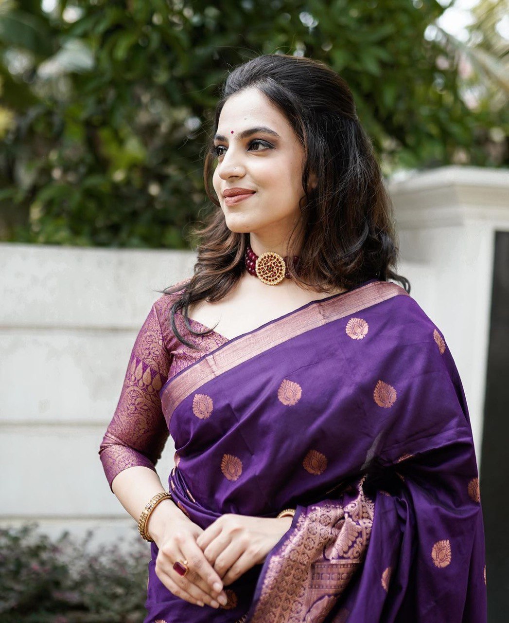 Enchanting Purple Kanjivaram Jacquard Silk Saree