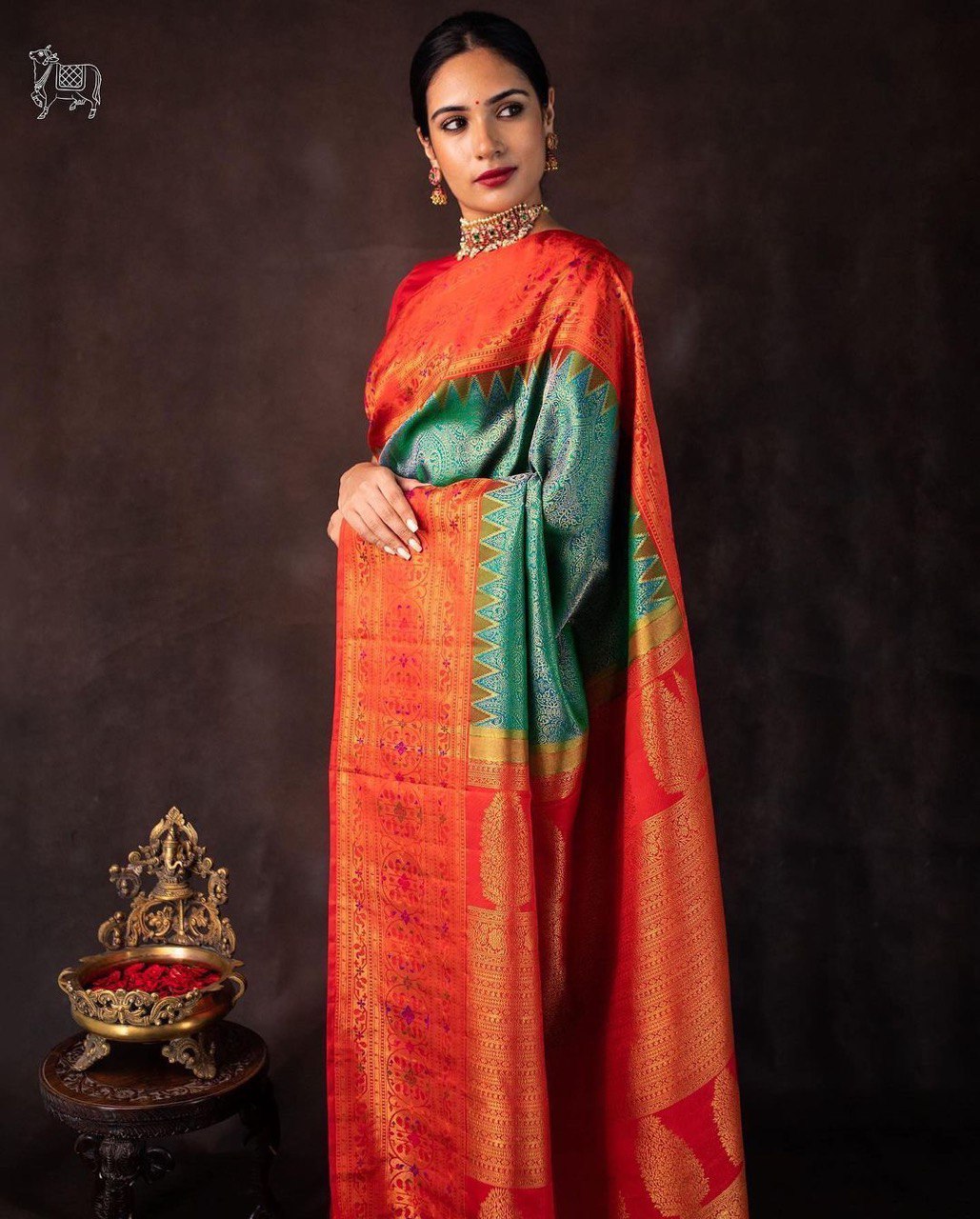 cotton saree in green for women