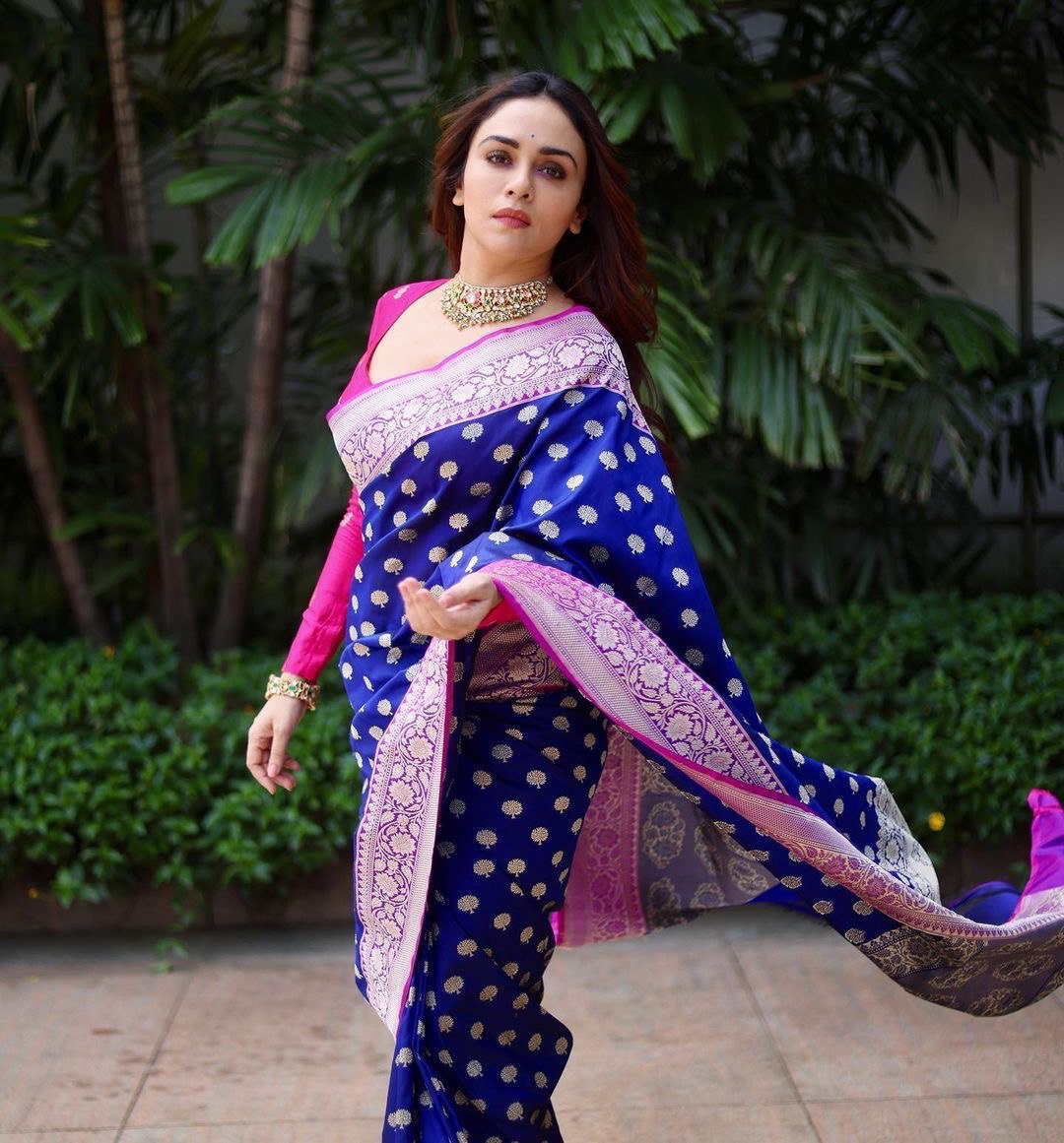 Royal Blue Zari Woven Soft Silk Banarasi Saree