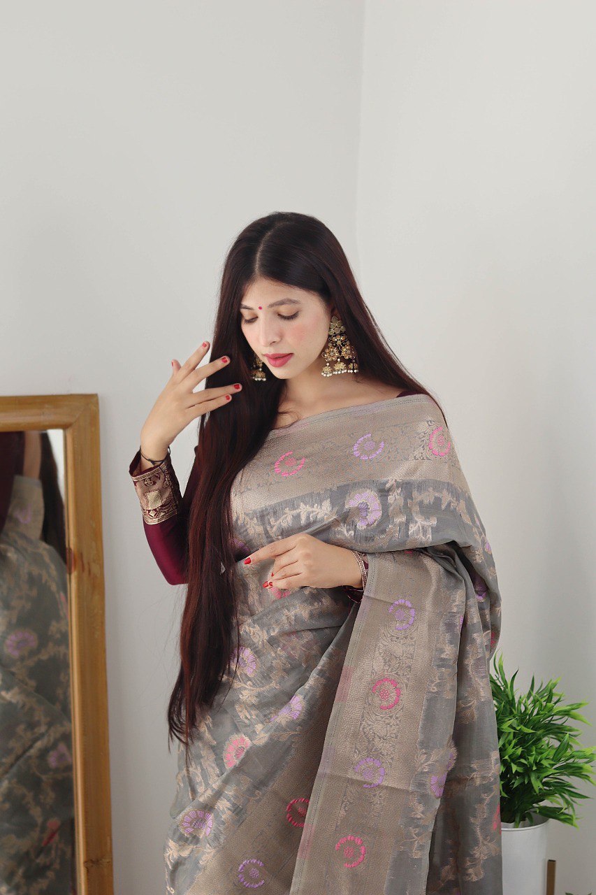 grey kanjivaram saree for wedding