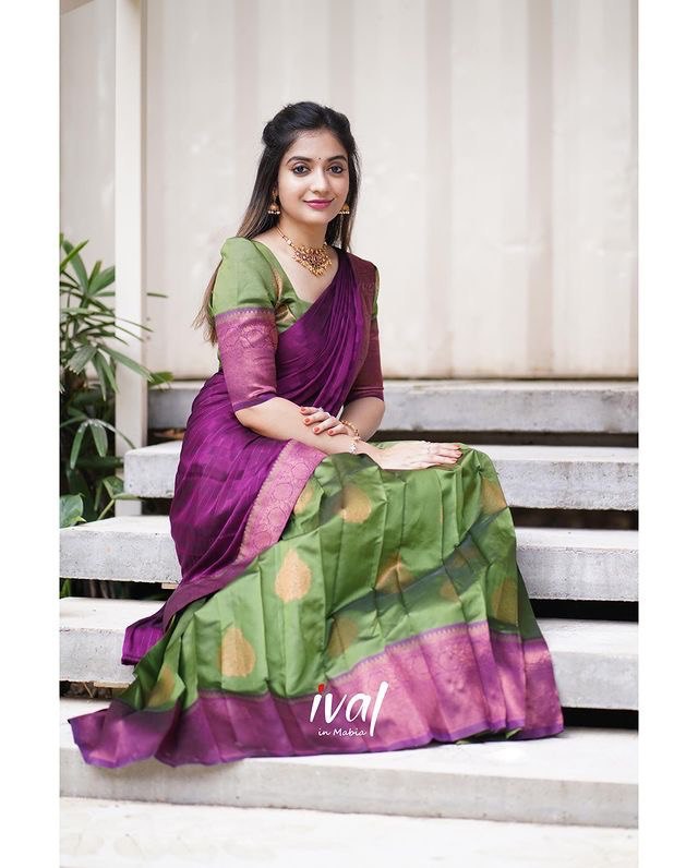 Graceful Green Pure Zari Weaving Half Saree, Elevating Your Ethnic Attire