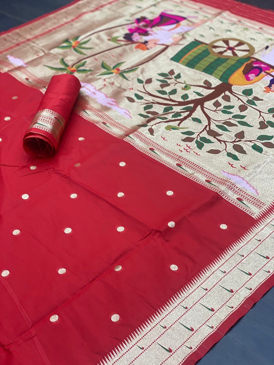 design paithani silk blend saree