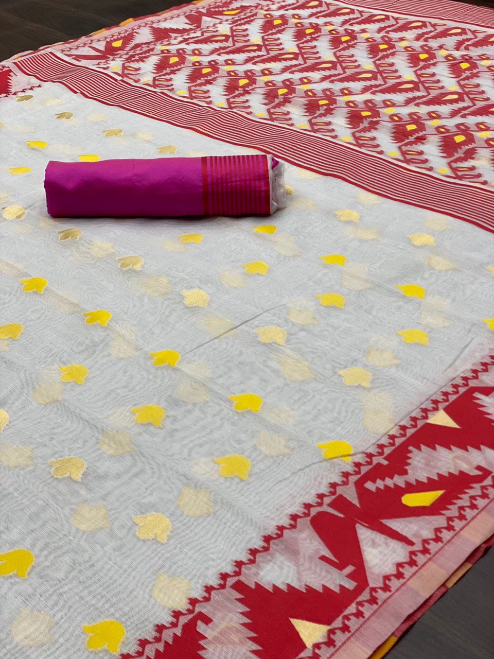 white linen silk saree