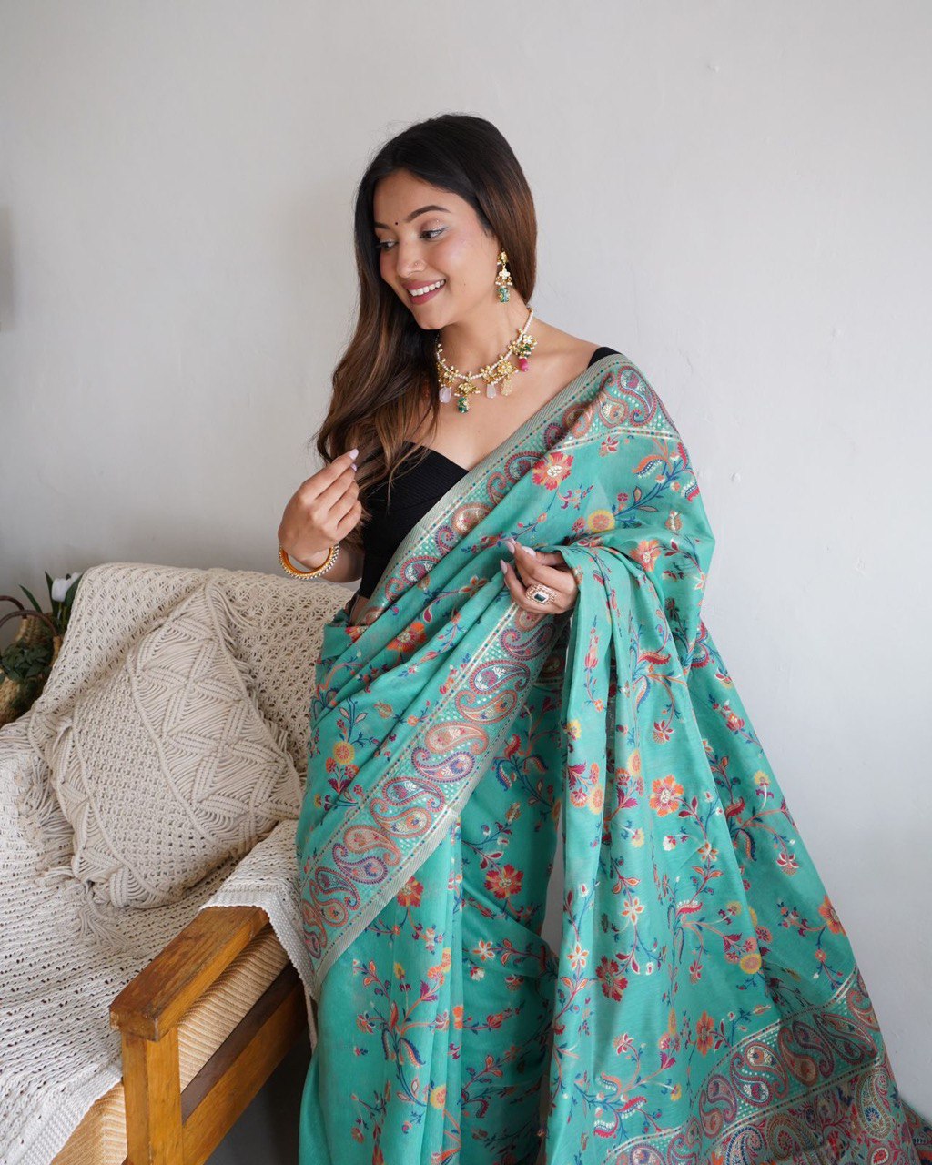 pure zari kashamiri saree