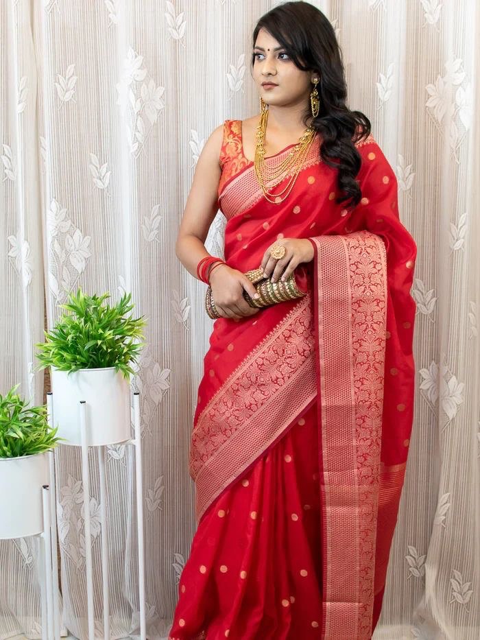 women's special casual wear golden weaving soft lichi saree