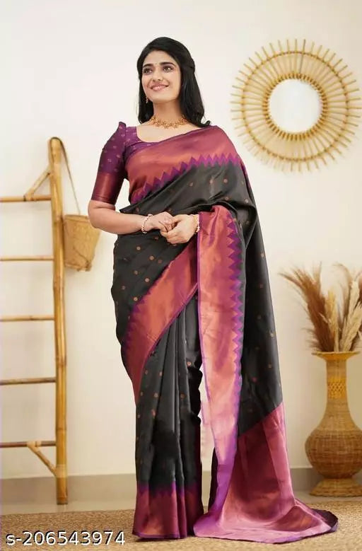 woven bollywood pure litchi silk saree