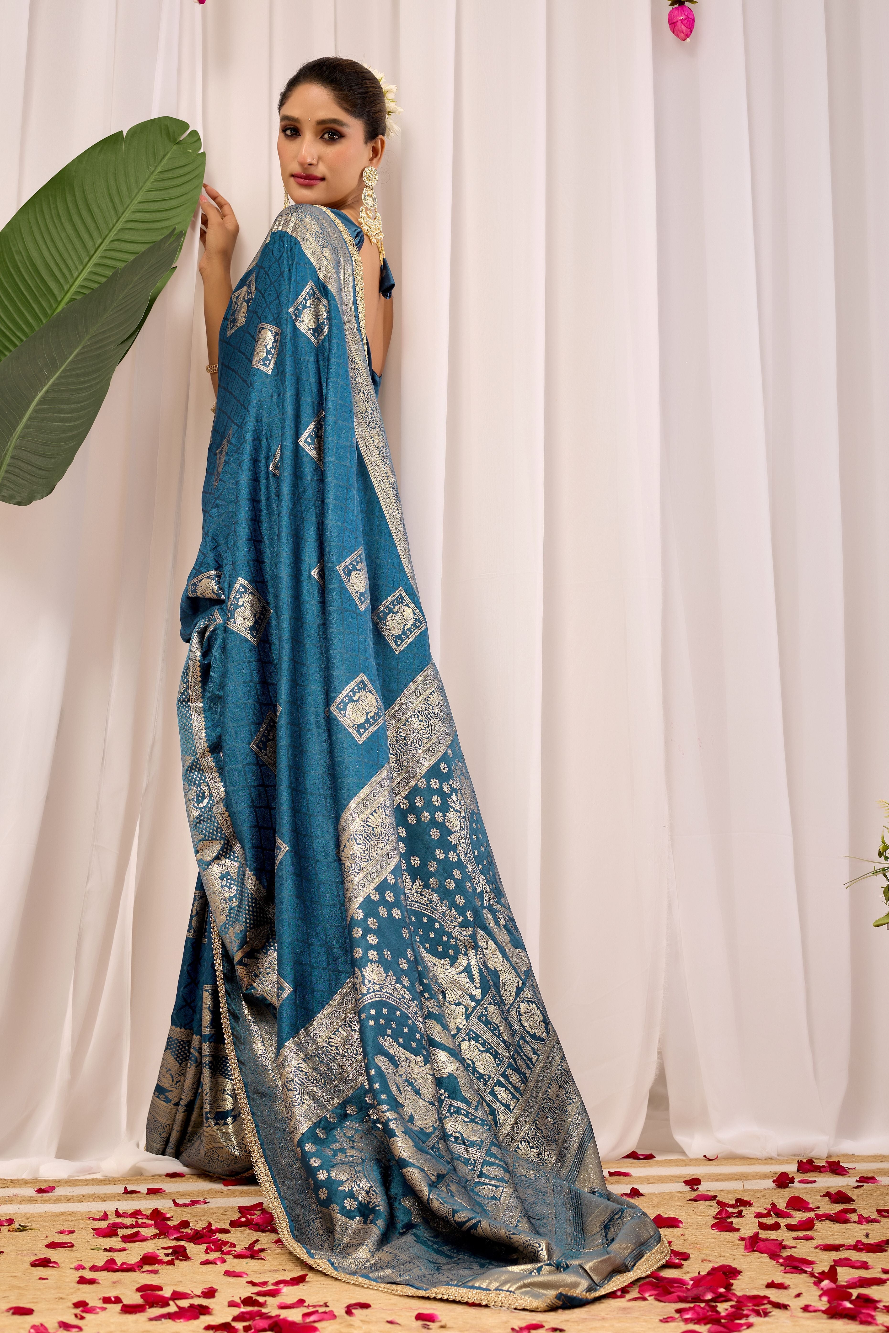 Teal Blue Soft Silk Saree with Intricate Woven Motifs, Rich Zari Border and Designer Traditional Pallu
