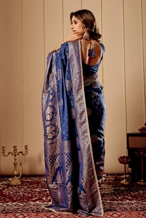 Royal Blue with Antique Gold Zari