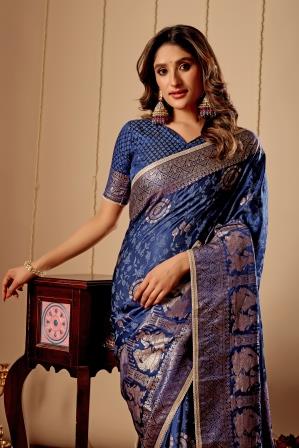 Royal Blue with Antique Gold Zari